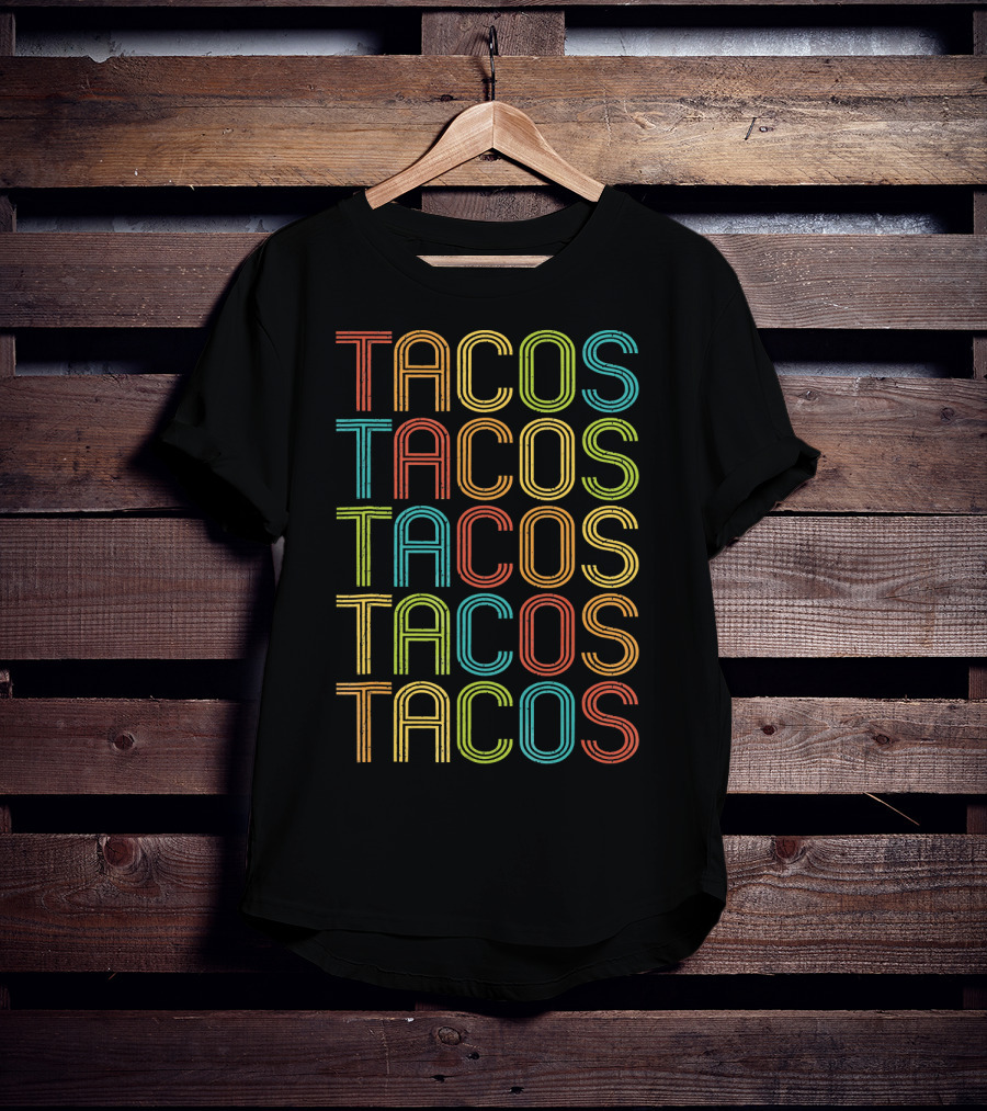 Vintage TACOS Rainbow Retro 70s T-Shirt