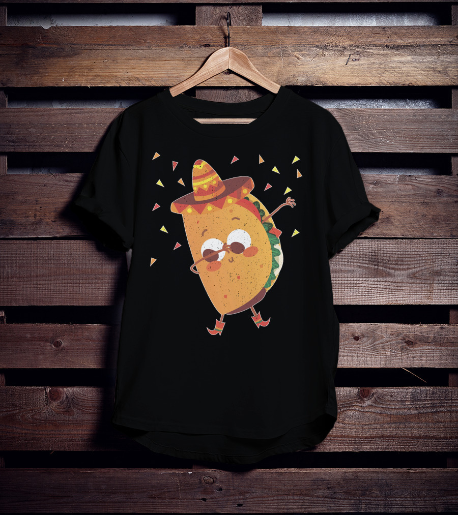 Funny Mexican Dabbing Taco Sombrero Party T-Shirt