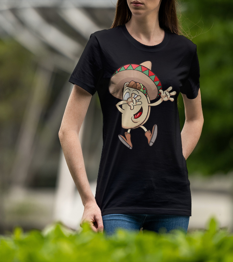 Taco Dance Funny Sombrero Wearin' Animated Taco Character T-Shirt