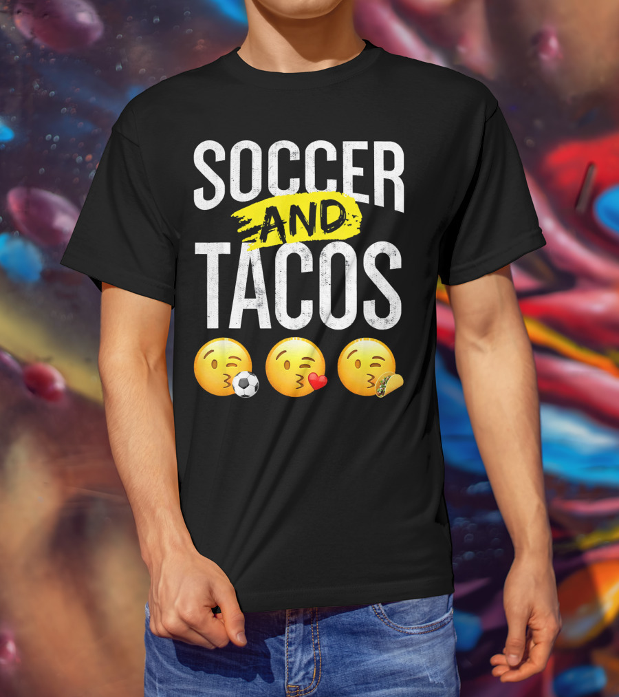 Soccer And Tacos Emoji Soccer Heart Tacos Emoji T-Shirt