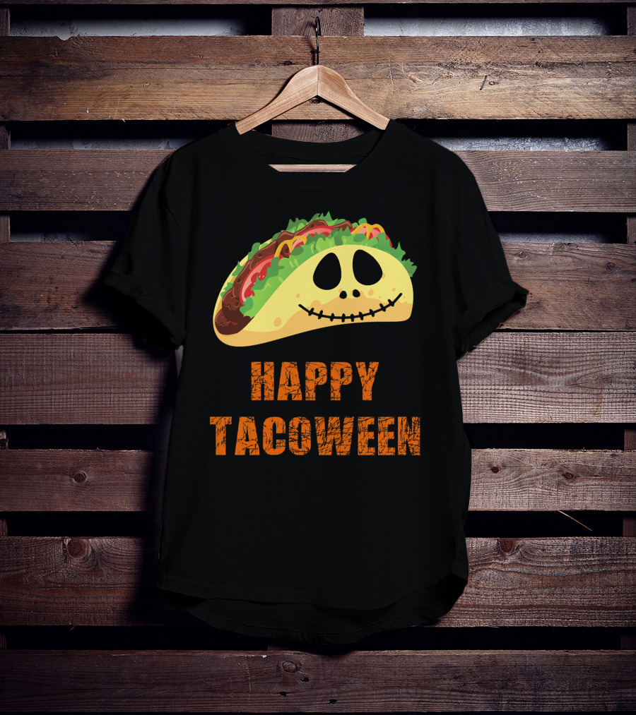 Happy Tacoween Halloween Taco Skeleton Face T-Shirt