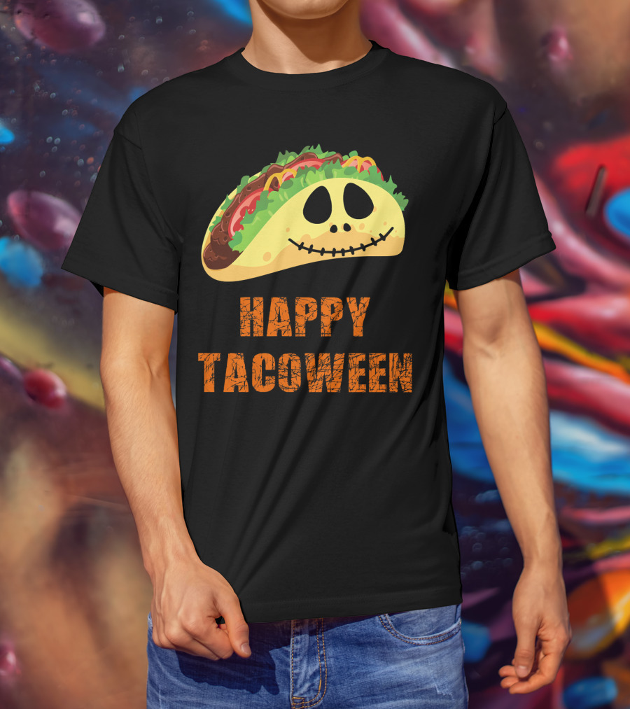 Happy Tacoween Halloween Taco Skeleton Face T-Shirt