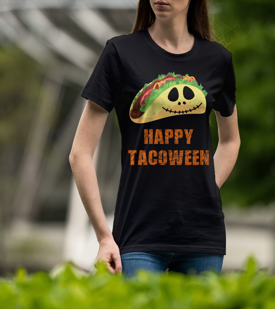 Happy Tacoween Halloween Taco Skeleton Face T-Shirt