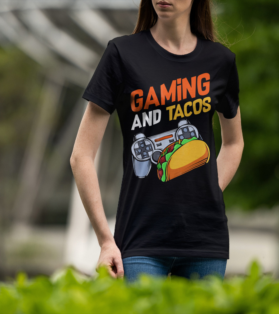 Gaming And Tacos Food Gaming Controller Fun T-Shirt