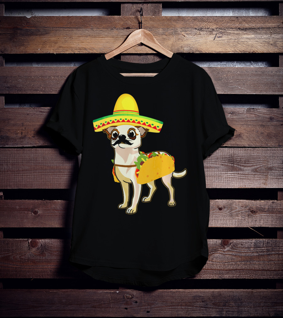 Funny Mexican Chihuahua Taco Cinco De Mayo T-Shirt