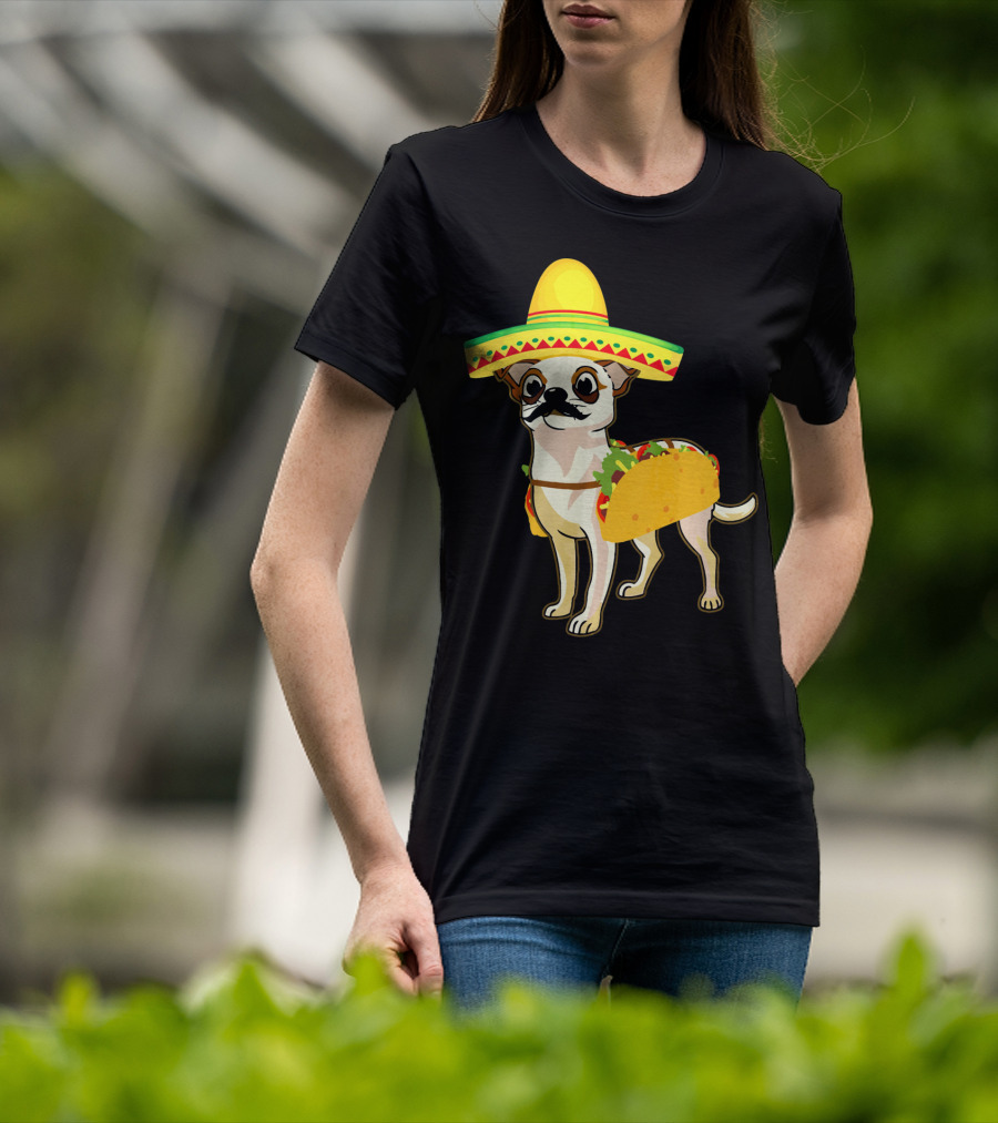 Funny Mexican Chihuahua Taco Cinco De Mayo T-Shirt