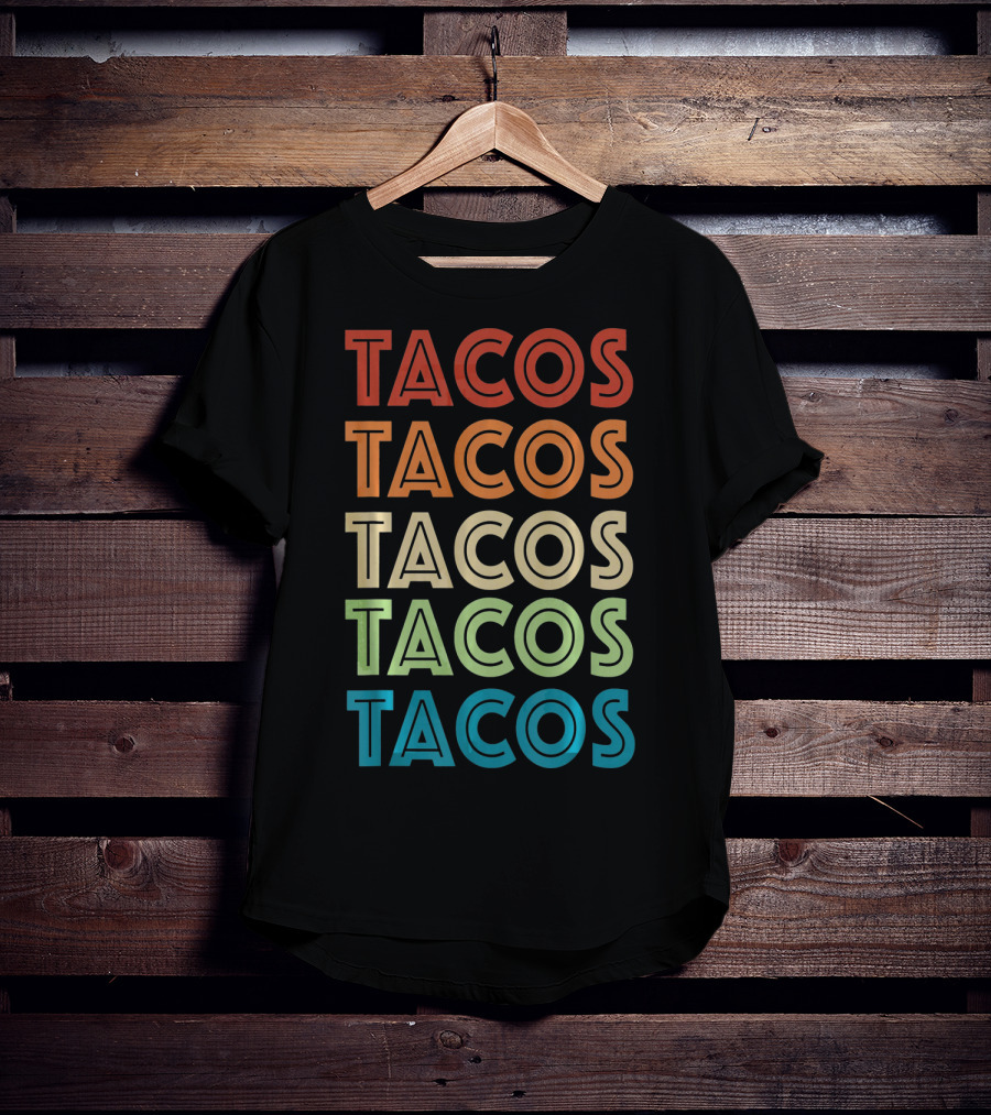 Vintage Tacos Cinco De Mayo Colorful Typography T-Shirt