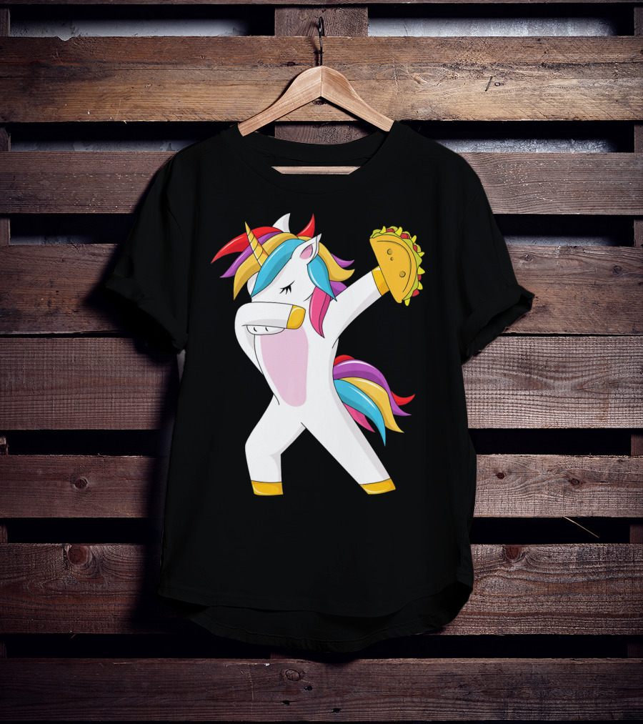 Taco Unicorn Dabbing Dab Funny Cinco De Mayo Rainbow T-Shirt