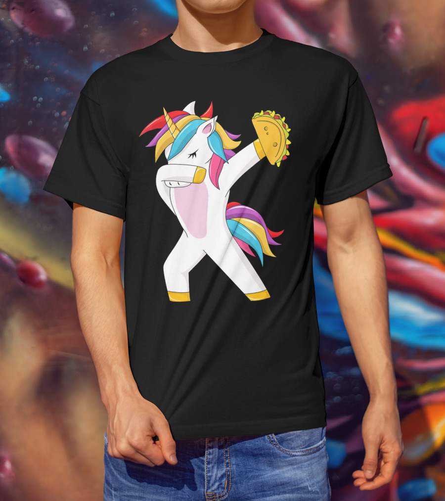 Taco Unicorn Dabbing Dab Funny Cinco De Mayo Rainbow T-Shirt