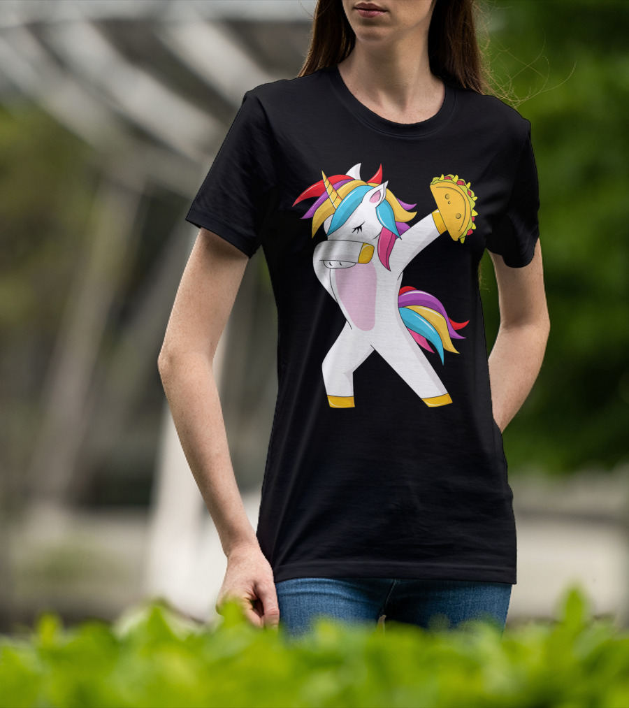 Taco Unicorn Dabbing Dab Funny Cinco De Mayo Rainbow T-Shirt