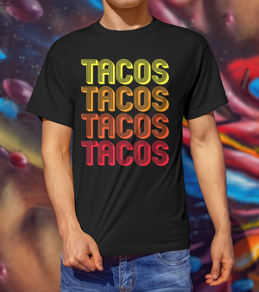 Vintage Tacos Guac Matching Set Funny Co Repeated Text Bold Gradient T-Shirt