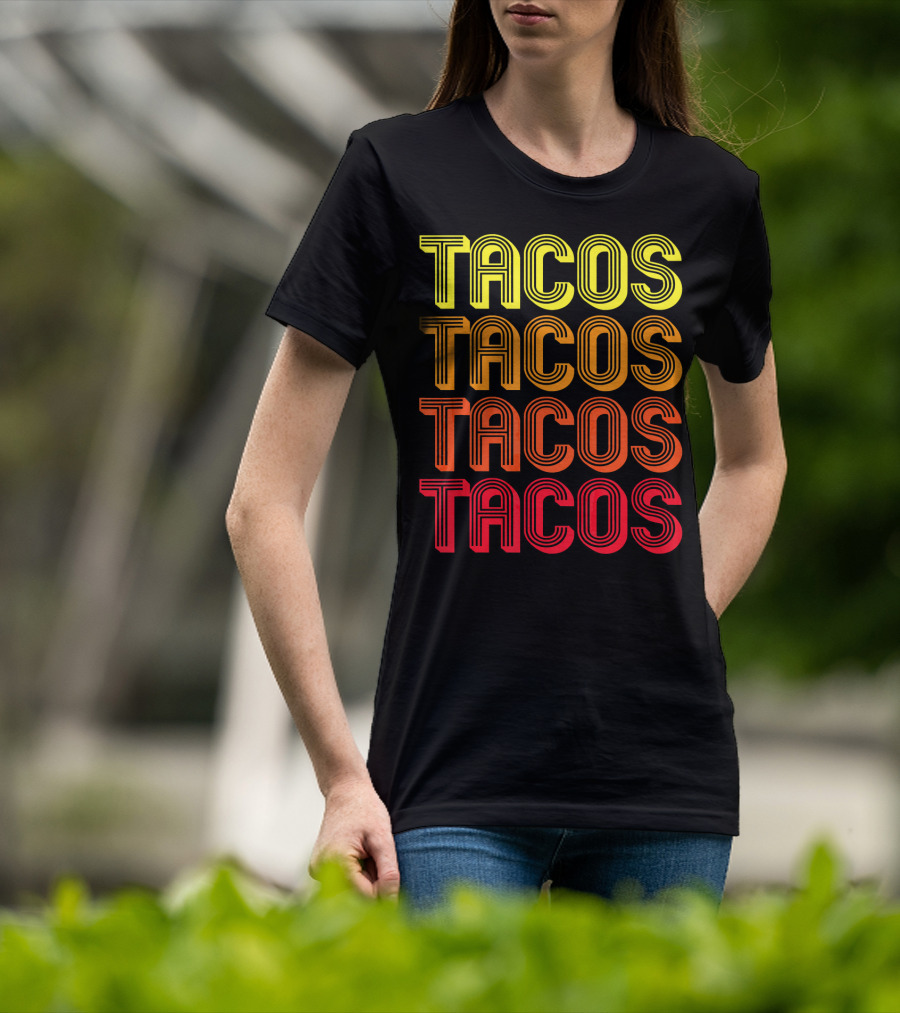 Vintage Tacos Guac Matching Set Funny Co Repeated Text Bold Gradient T-Shirt