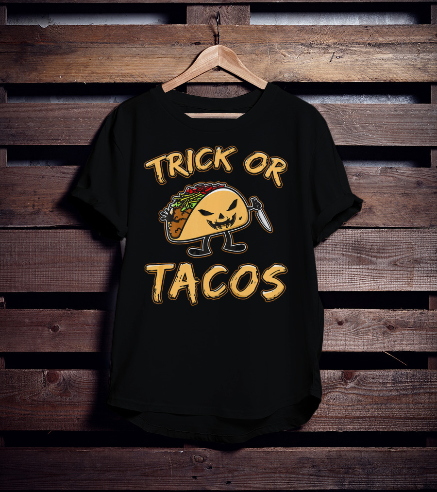 Trick Or Tacos Halloween Cute Jack-O-Lantern Taco Character T-Shirt