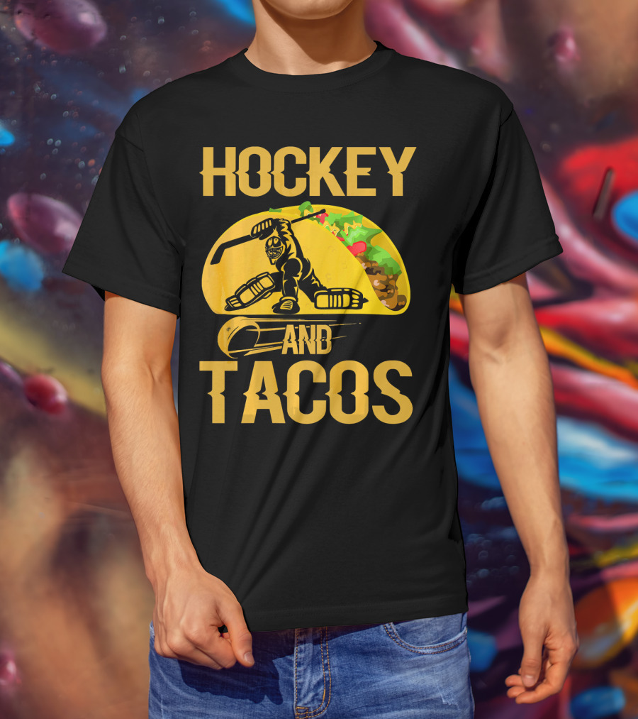 Hockey Taco Enthusiast With Skating Player And Vibrant Filling T-Shirt