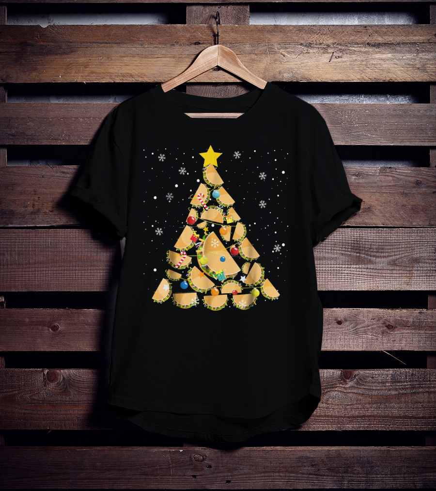 Tacos Christmas Tree Taco Lover Festive Holiday Decor Starry Night T-Shirt
