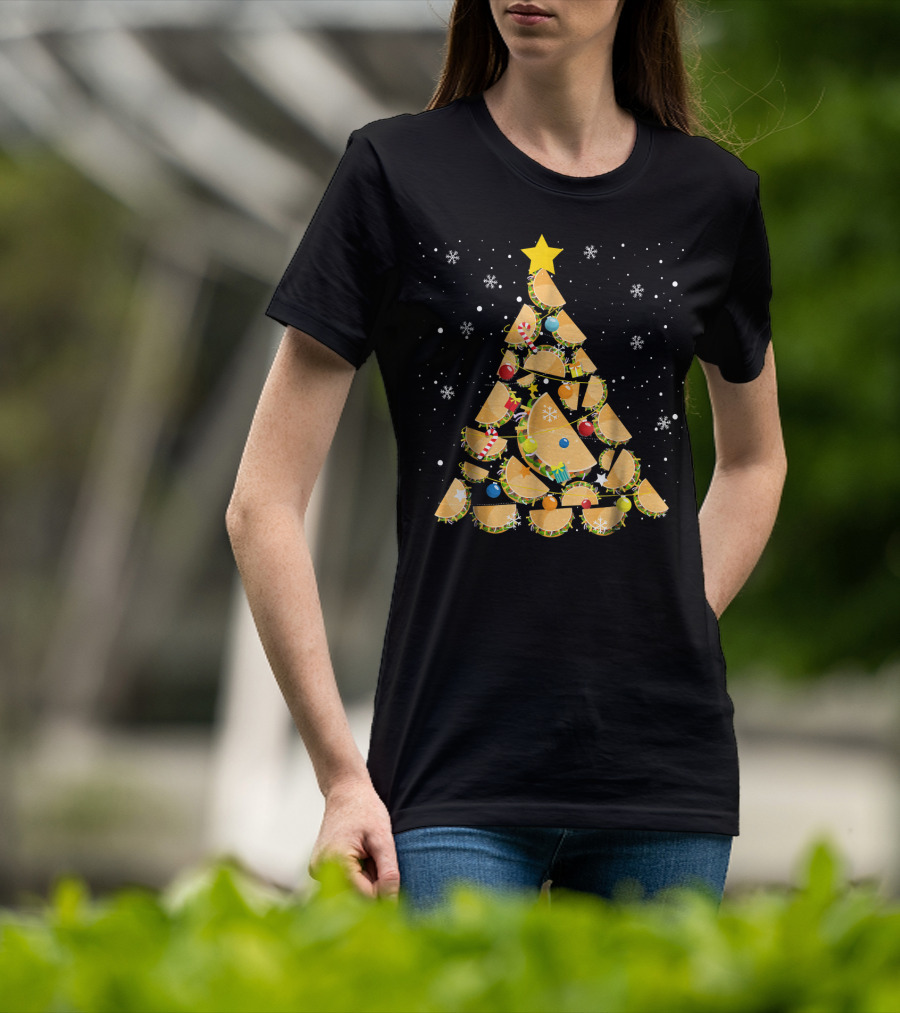 Tacos Christmas Tree Taco Lover Festive Holiday Decor Starry Night T-Shirt