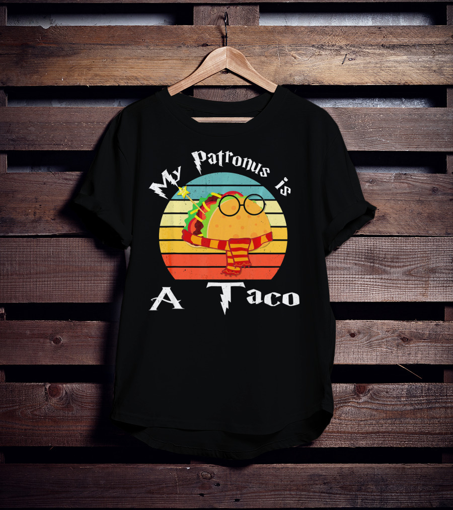 My Patronus Is A Taco Vintage Retro Rainbow Wizardry Fiesta T-Shirt
