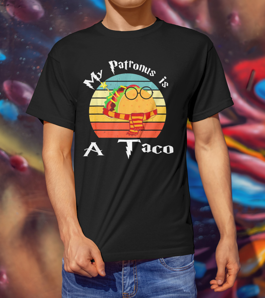 My Patronus Is A Taco Vintage Retro Rainbow Wizardry Fiesta T-Shirt