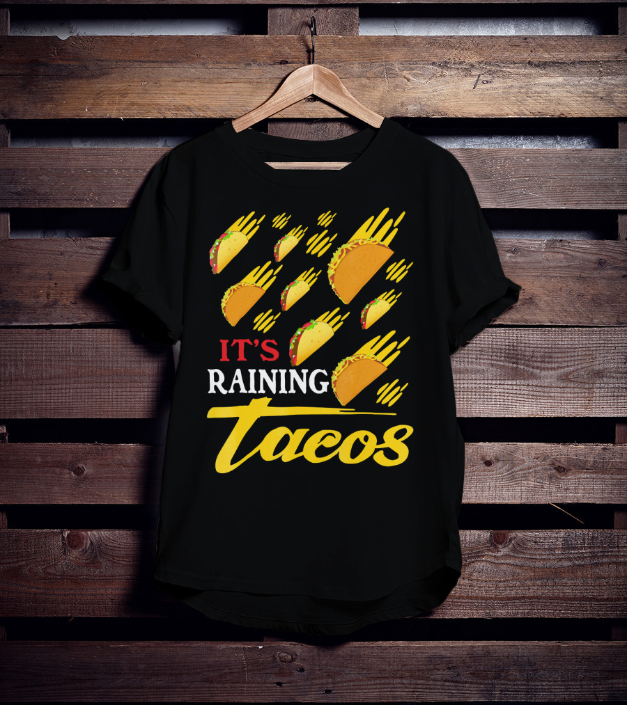 It's Raining Tacos Funny Cartoon Food Meme T-Shirt