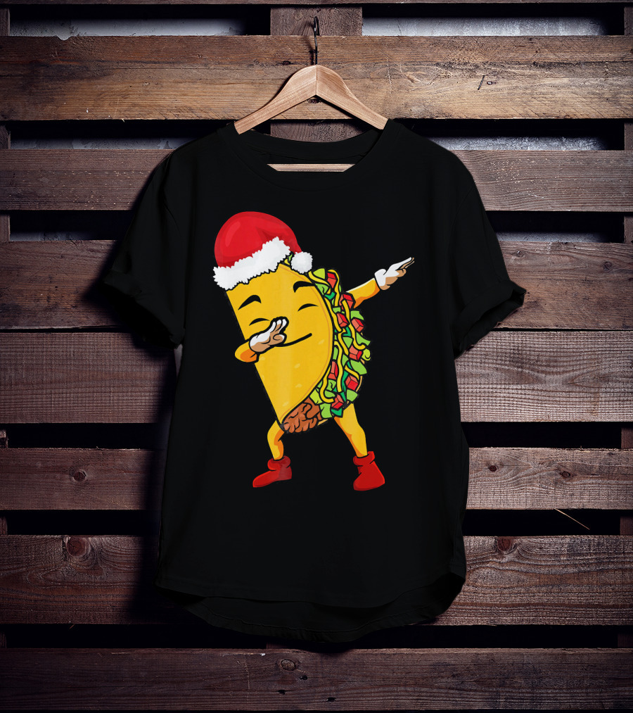Funny Taco Santa Dabbing Christmas Matcher T-Shirt