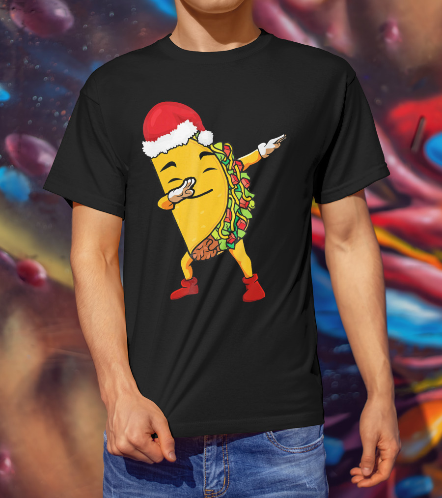 Funny Taco Santa Dabbing Christmas Matcher T-Shirt