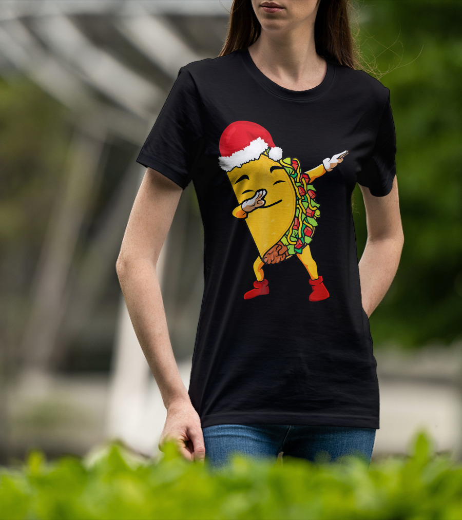 Funny Taco Santa Dabbing Christmas Matcher T-Shirt