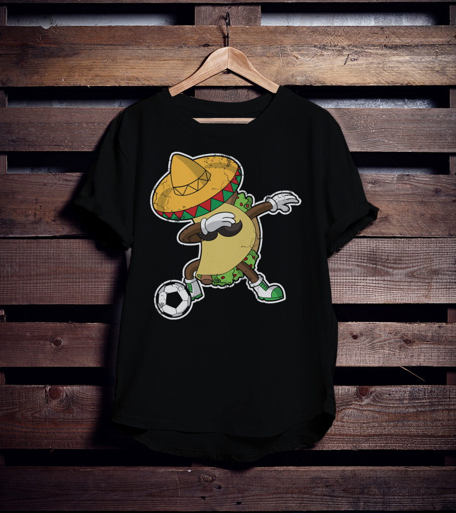 Dabbing Taco With Sombrero Playing Soccer T-Shirt