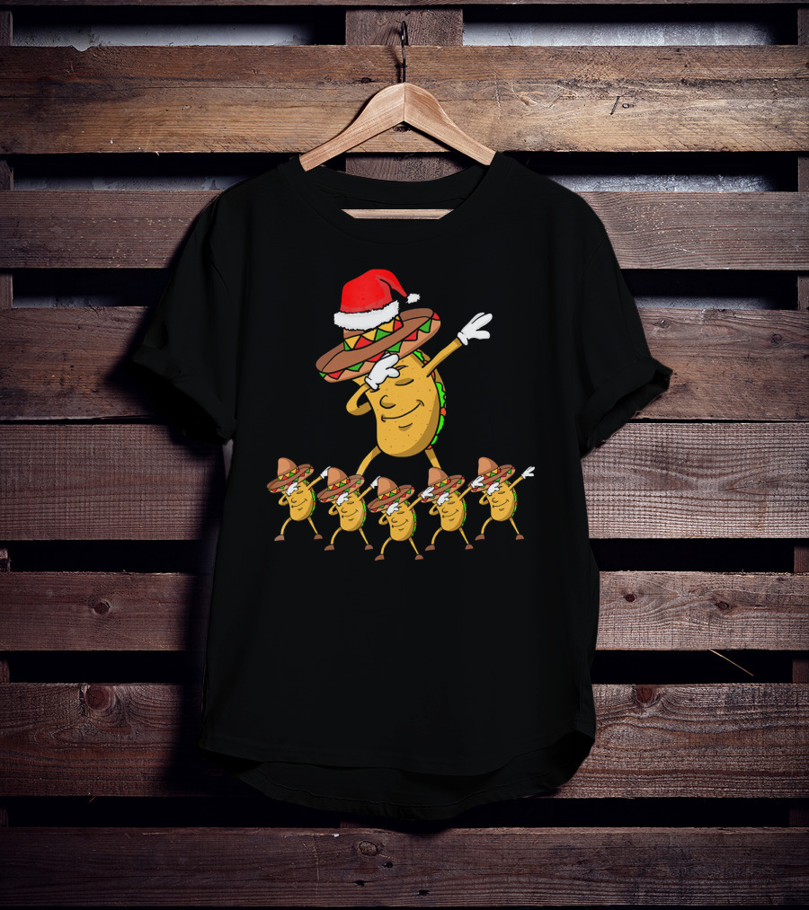 Dabbing Taco Santa Christmas Dance Party Fun T-Shirt