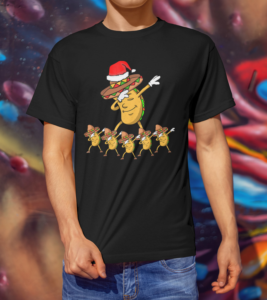 Dabbing Taco Santa Christmas Dance Party Fun T-Shirt