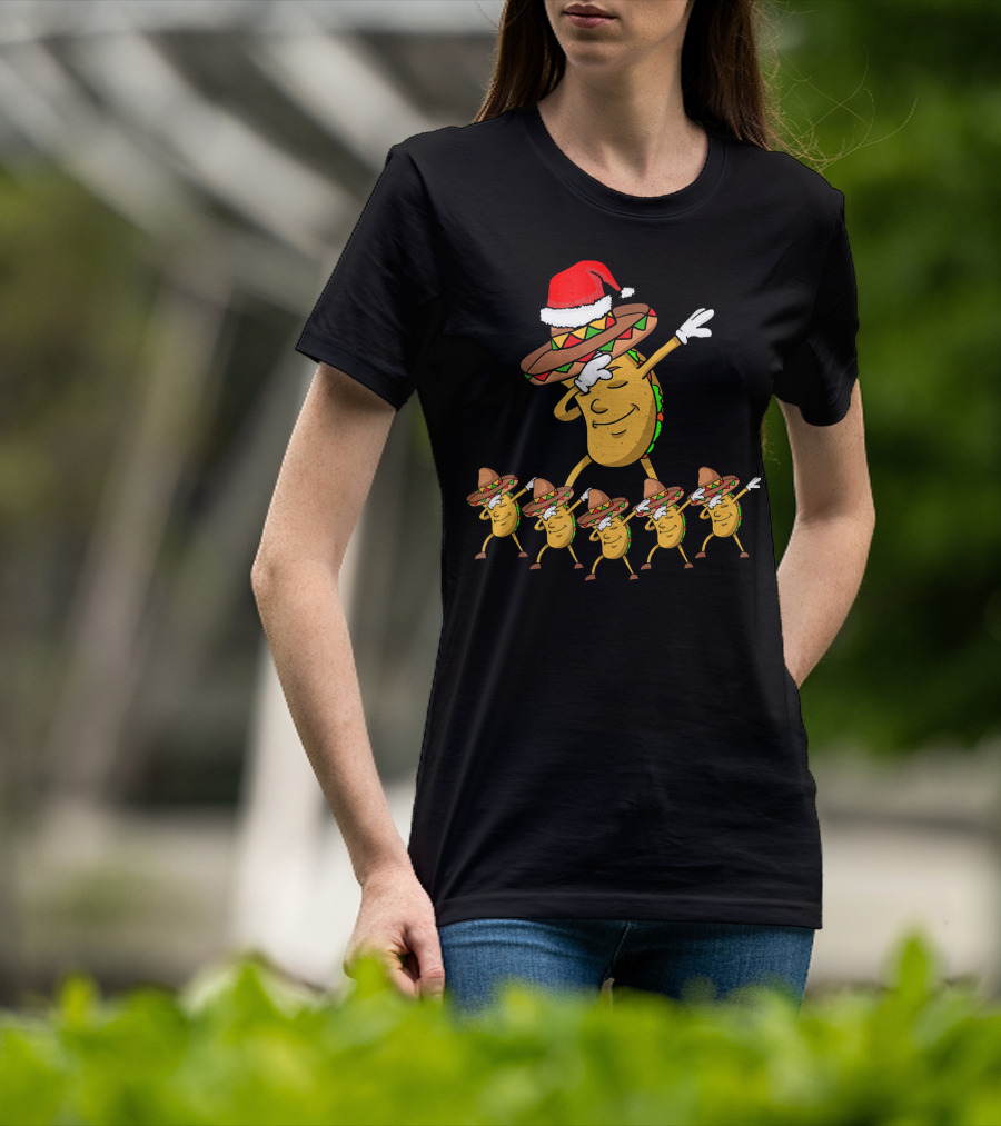 Dabbing Taco Santa Christmas Dance Party Fun T-Shirt