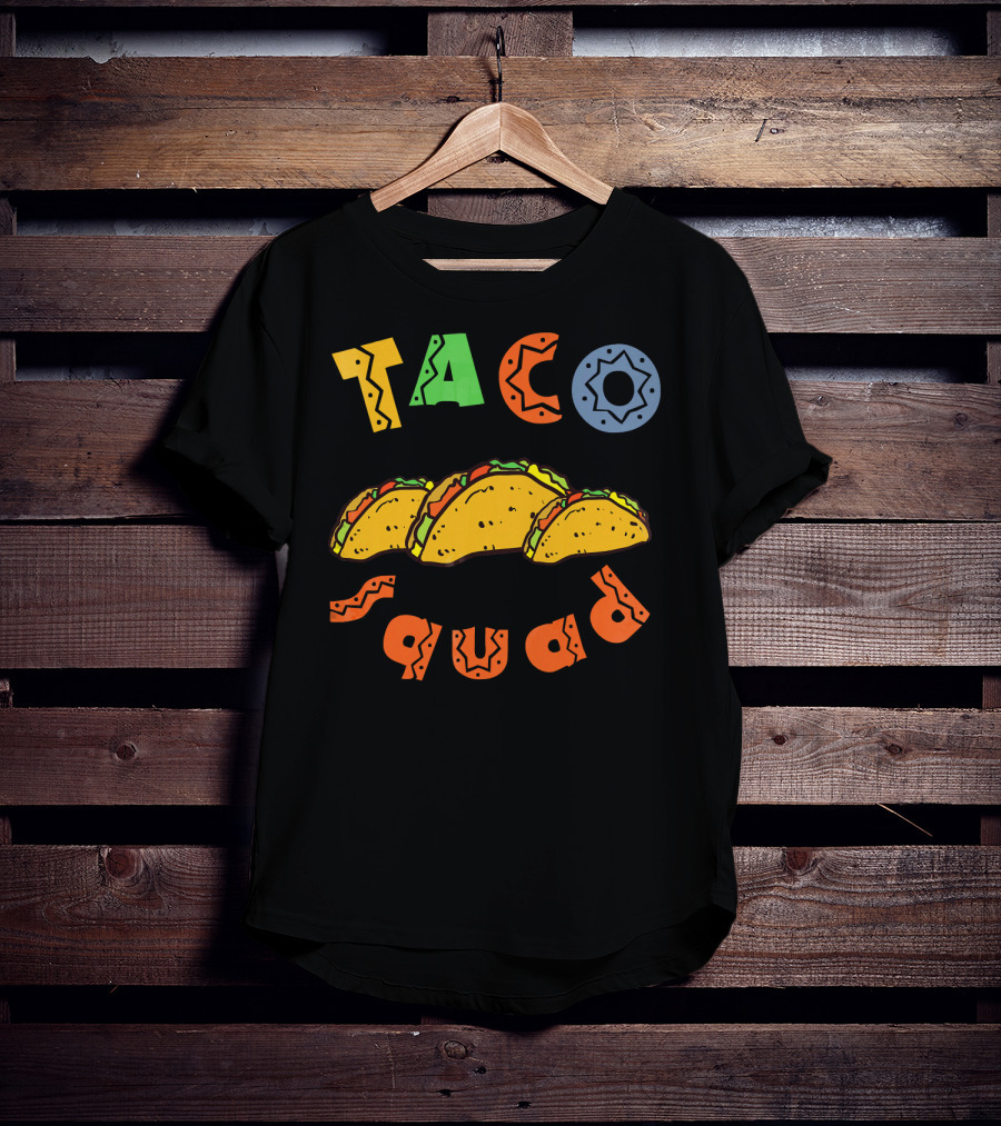 Taco Squad Colorful Lettering With Three Tacos T-Shirt
