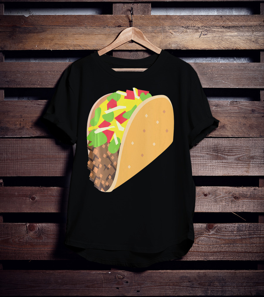Emoji Taco Tuesday Mexican Tex Mex Torti Pixelated T-Shirt