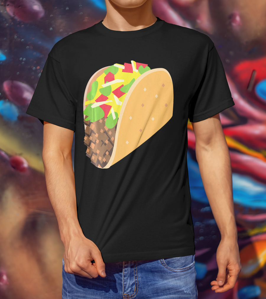 Emoji Taco Tuesday Mexican Tex Mex Torti Pixelated T-Shirt