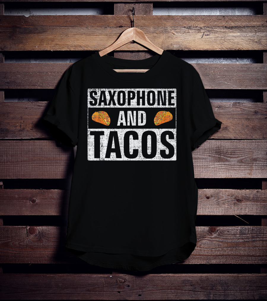Saxophone And Tacos Vintage Style With Taco Icons T-Shirt