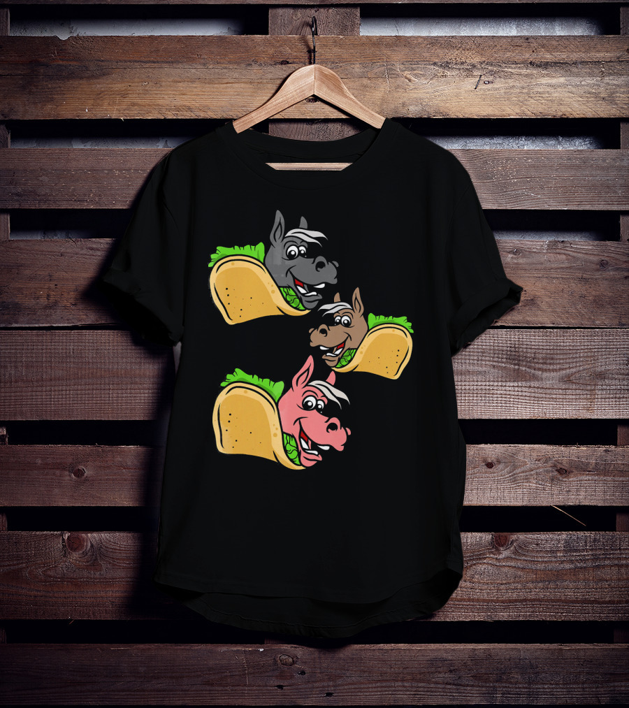Horses And Tacos Trio Fun Faces T-Shirt