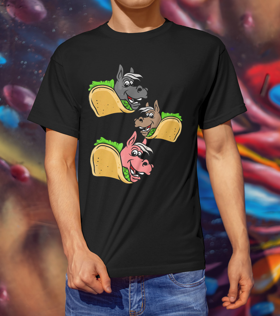 Horses And Tacos Trio Fun Faces T-Shirt