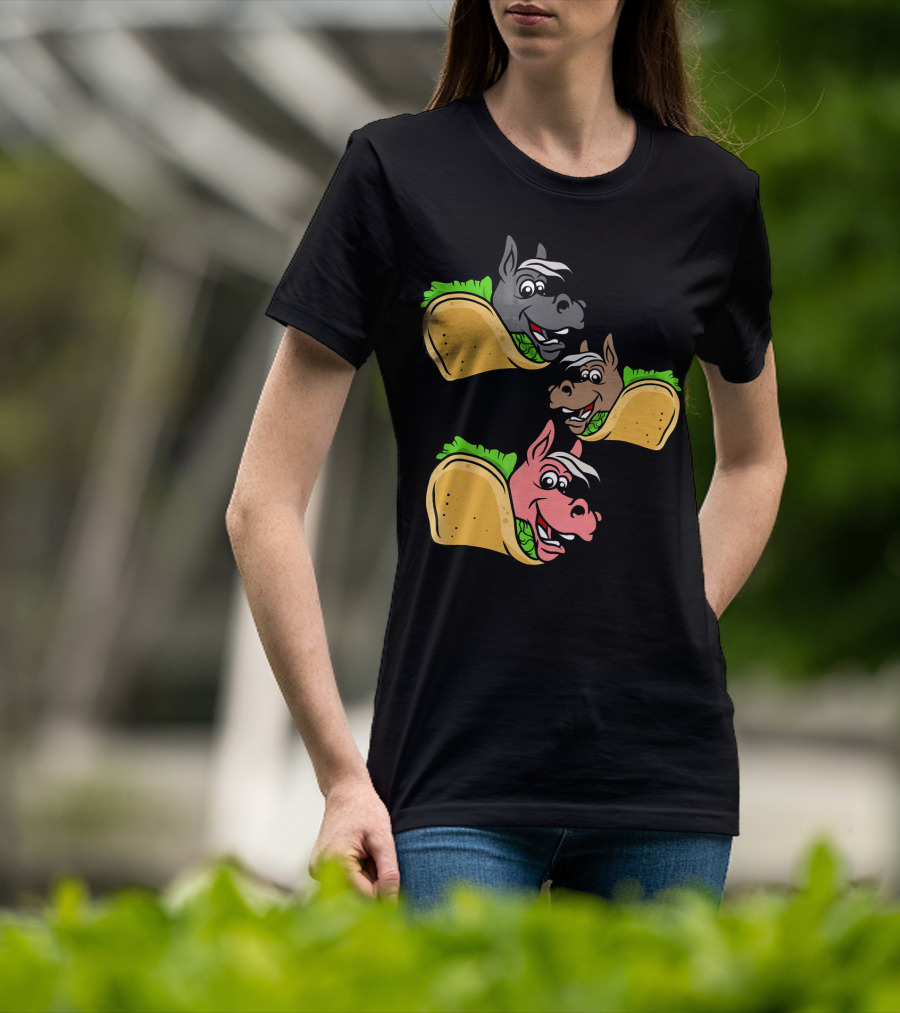 Horses And Tacos Trio Fun Faces T-Shirt