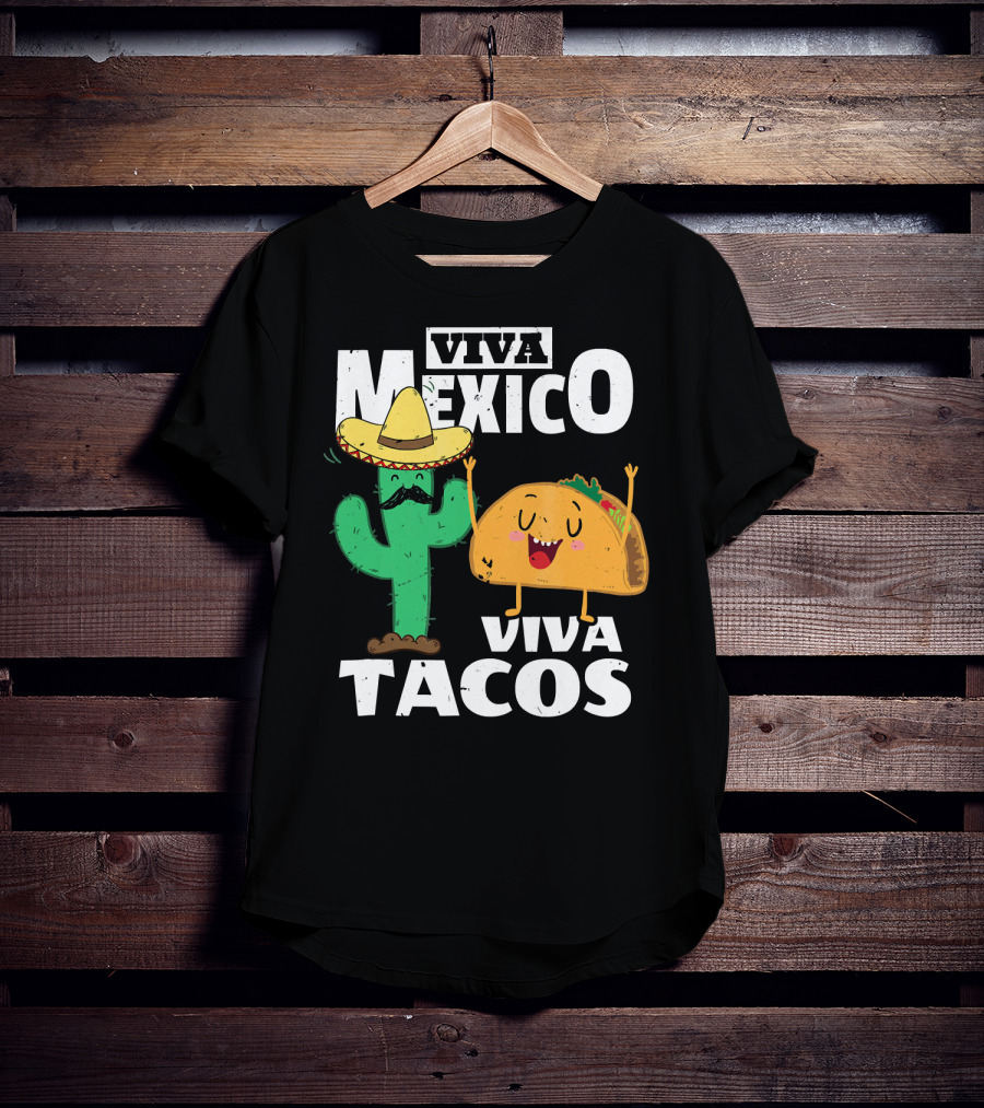 Viva Mexico Viva Tacos Cactus Sombrero T-Shirt