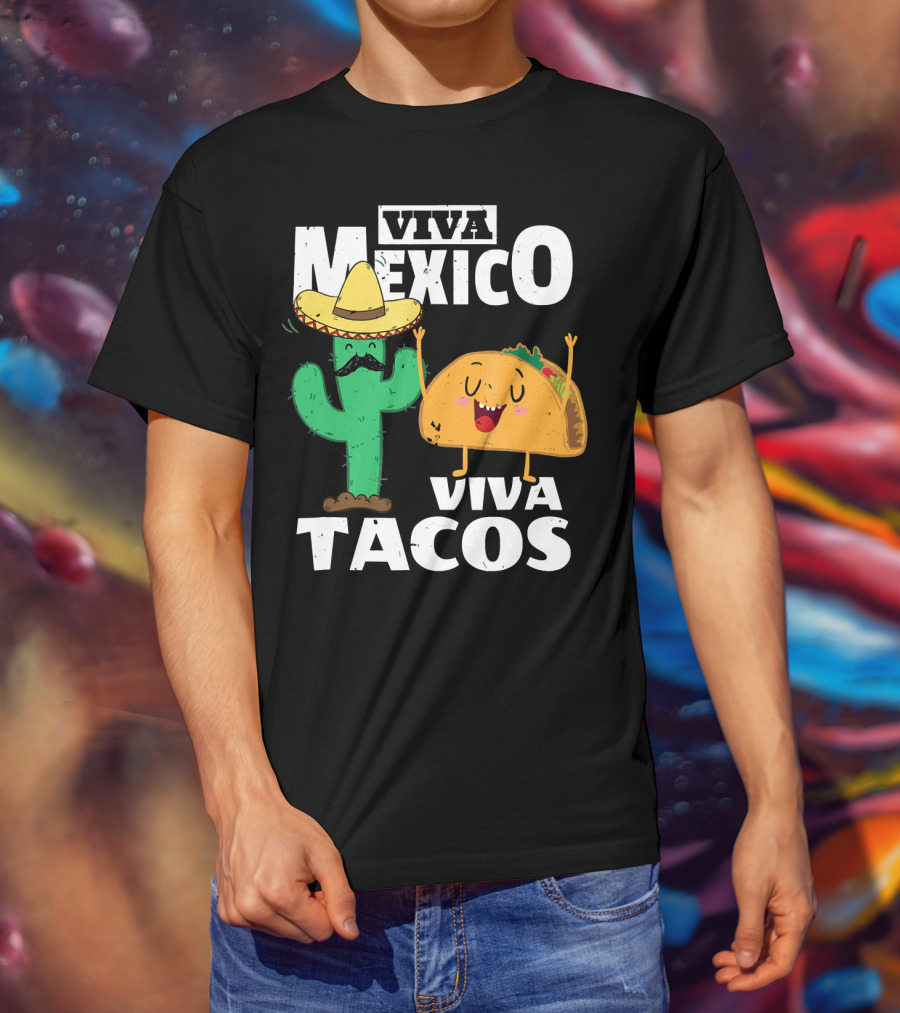 Viva Mexico Viva Tacos Cactus Sombrero T-Shirt