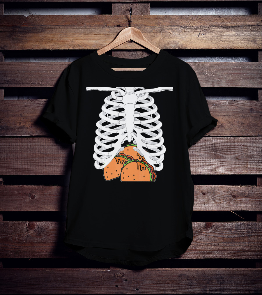 Halloween Taco Lover Skeleton Rib Cage Food Humor T-Shirt