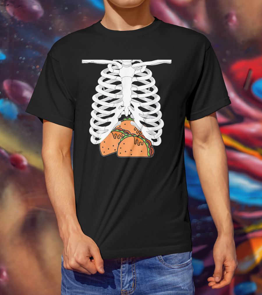 Halloween Taco Lover Skeleton Rib Cage Food Humor T-Shirt