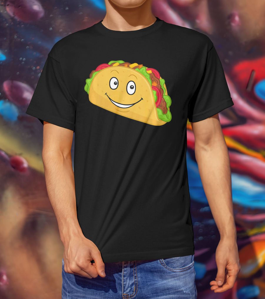 Happy Taco Snack Emoticon Face T-Shirt