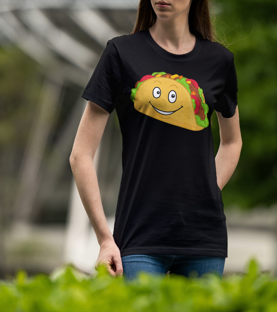 Happy Taco Snack Emoticon Face T-Shirt