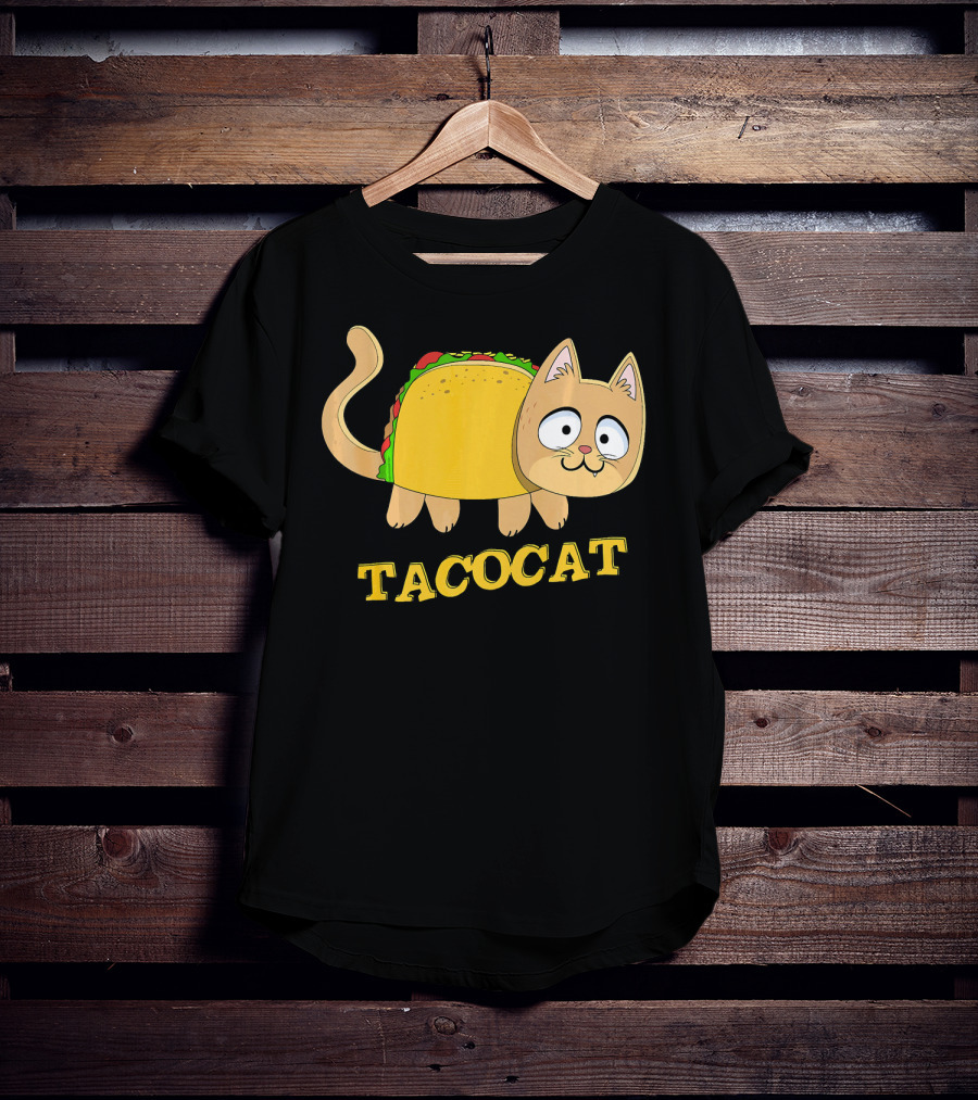 TACOCAT Palindrome Cute Cartoon Funny Cat With Taco Body T-Shirt