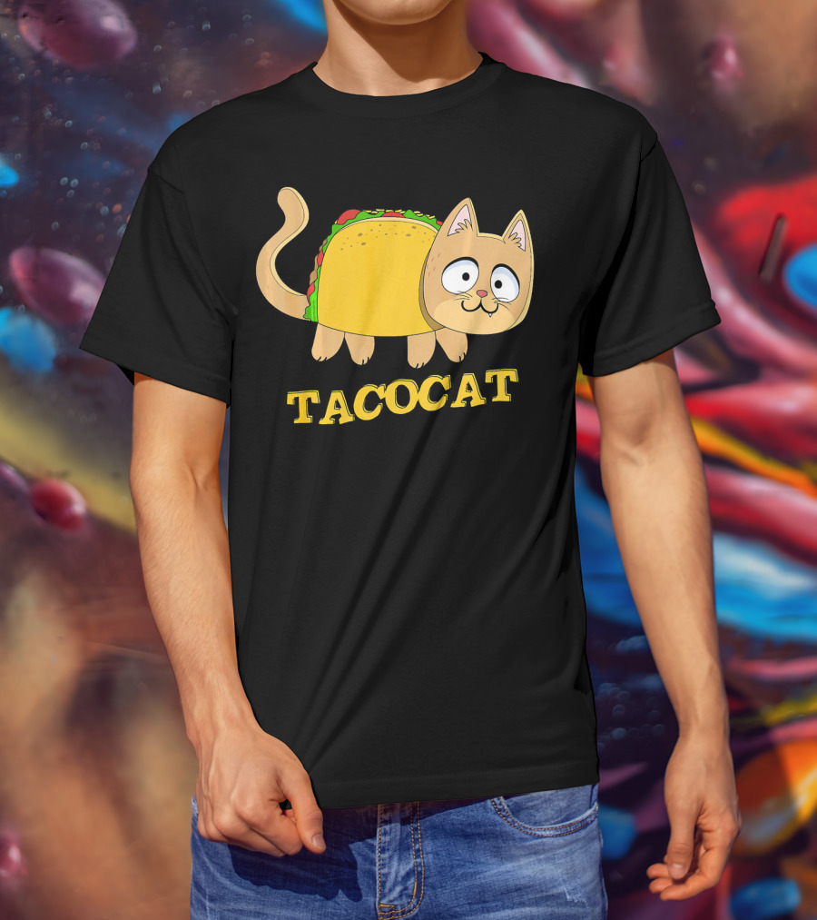TACOCAT Palindrome Cute Cartoon Funny Cat With Taco Body T-Shirt