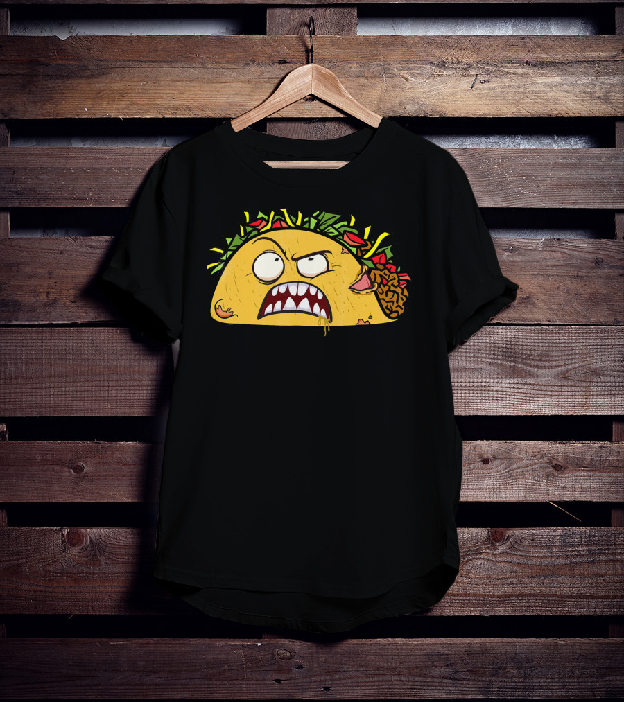 Funny Scary Zombie Tacos Face T-Shirt