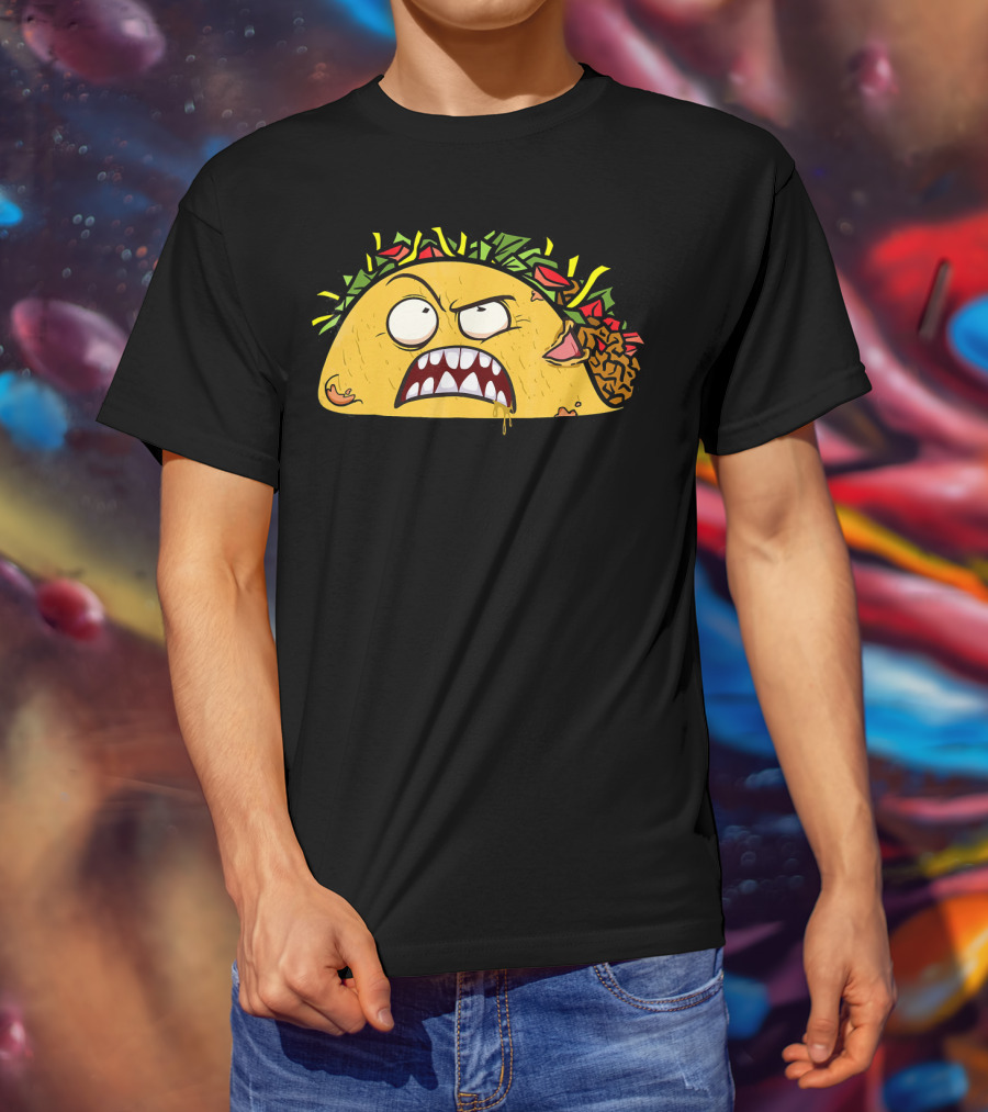 Funny Scary Zombie Tacos Face T-Shirt