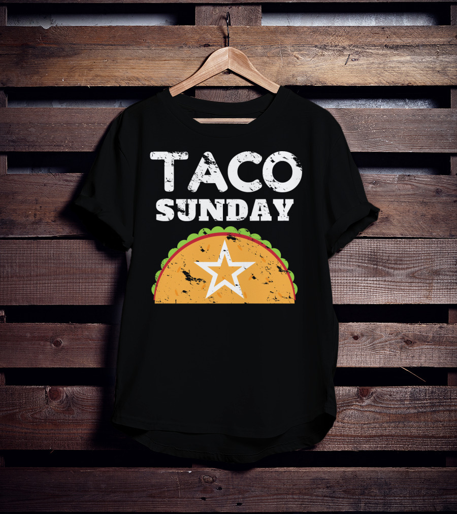 Taco Sunday With Star Inside Crunchy Shell Ribbed Edge T-Shirt