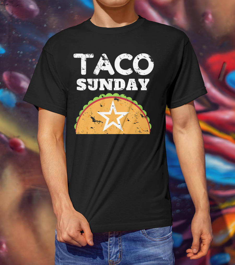 Taco Sunday With Star Inside Crunchy Shell Ribbed Edge T-Shirt