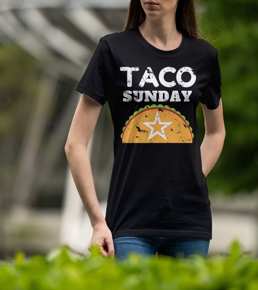 Taco Sunday With Star Inside Crunchy Shell Ribbed Edge T-Shirt